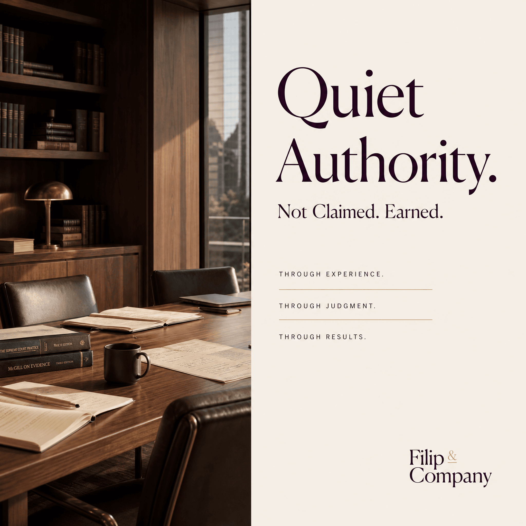 Quiet Authority. Not Claimed. Earned.